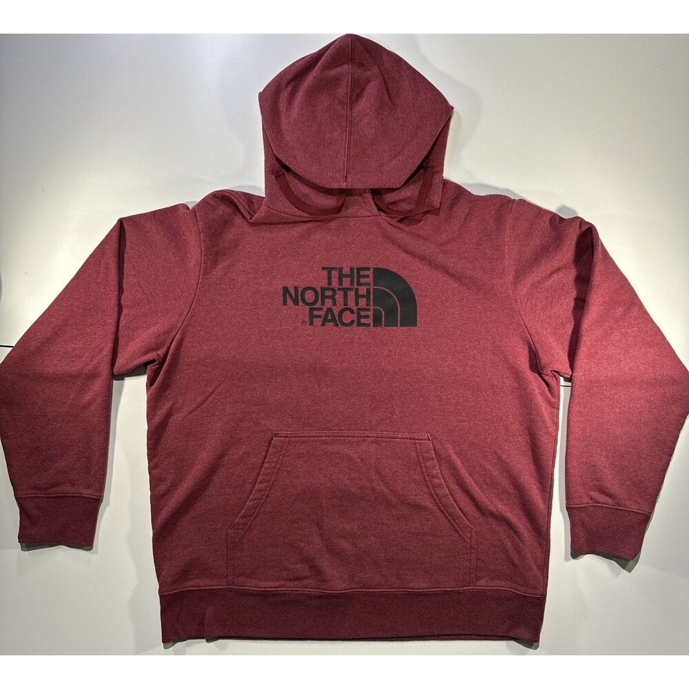 North Face Hoodie Mens Size XL Red Long Sleeve Pullover Sweatshirt Drawstrings